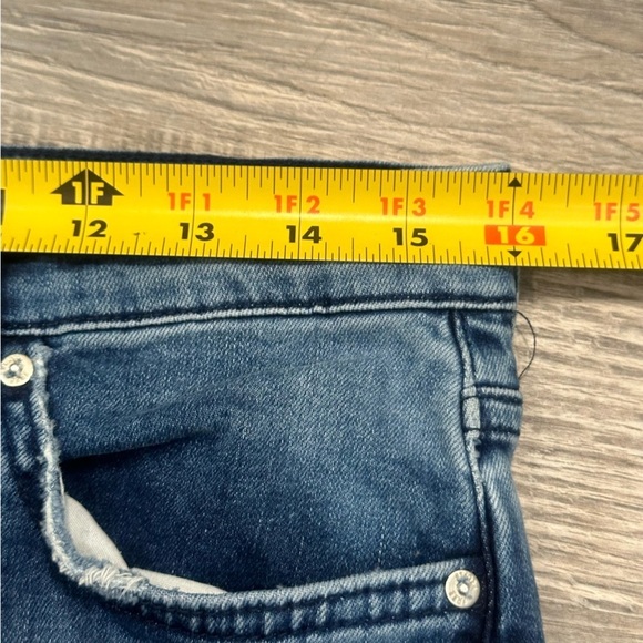 FREE PEOPLE Womens Jeans Turquoise Skinny Ripped Distressed Knee Denim Sz 32 L - Picture 7 of 12